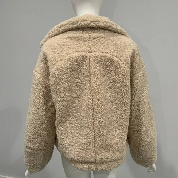 Oversized Sherpa Zip Jacket Teddy Fleece Cropped Coat - Picture 4 of 4